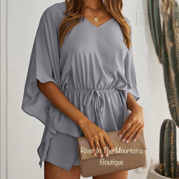 NWT! Beautiful & Elegant Grey Kimono Romper! - Picture 3 of 5